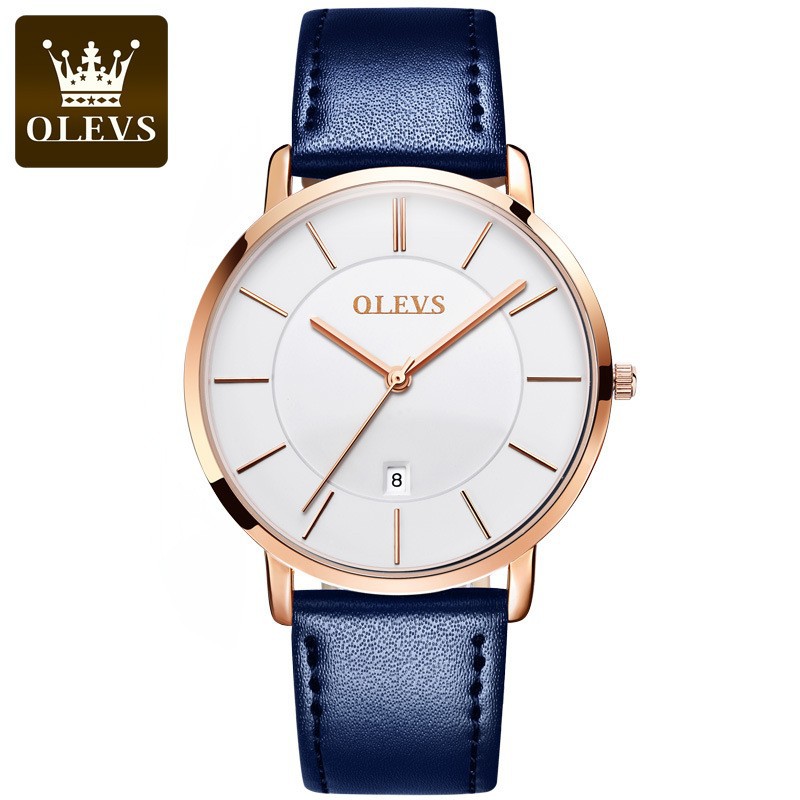 Luxury Watch Leather Strap - OLEVS 패션 울트라 얇은 여성 시계
