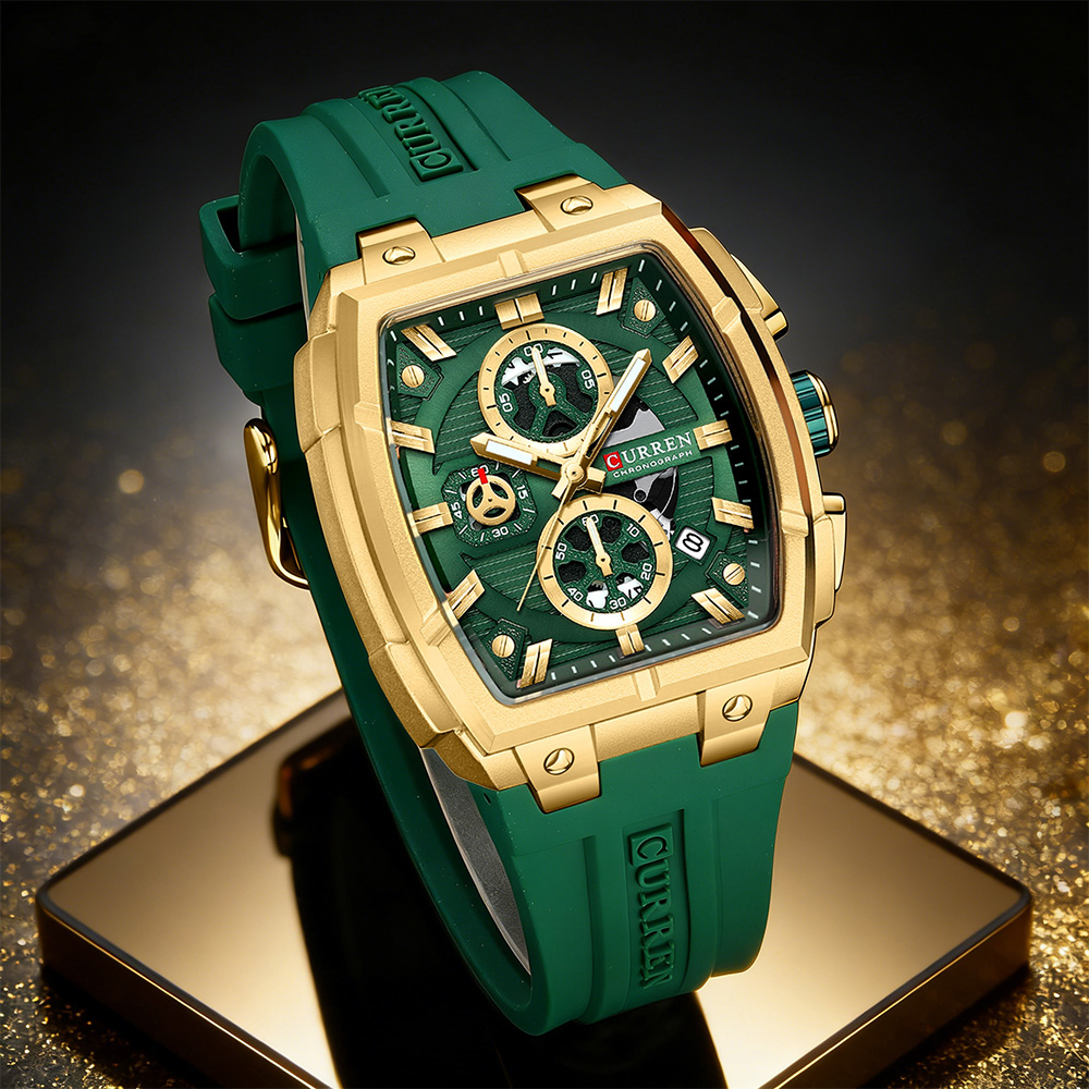Quiet Luxury Watch - CURREN 남성용 럭셔리 빈티지 시계, 실리콘