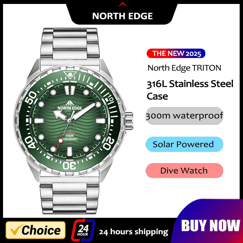 Diver Watch 300M - 2026년형 노스 엣지 트리톤 남성용 태양광