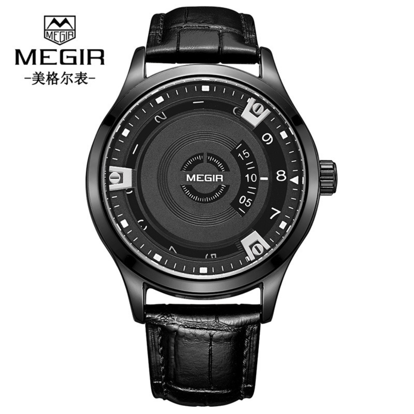 Luxury Watch Leather Strap - MEGIR 남성용 시계 고급 가죽 스트랩