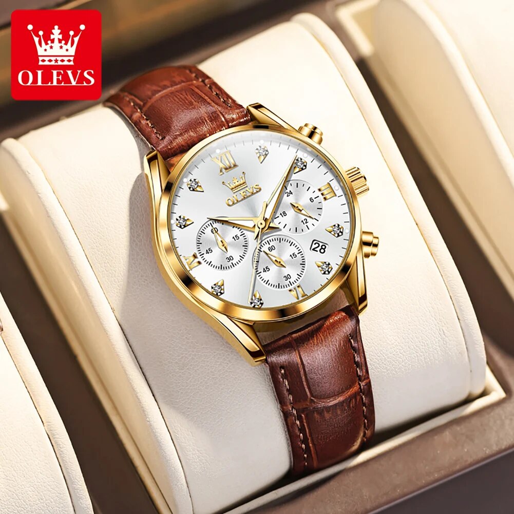 OLEVS 5523 여성용 가죽 스트랩, 방수 야광 크 - Luxury Watch Leather Strap 리뷰 및 가격