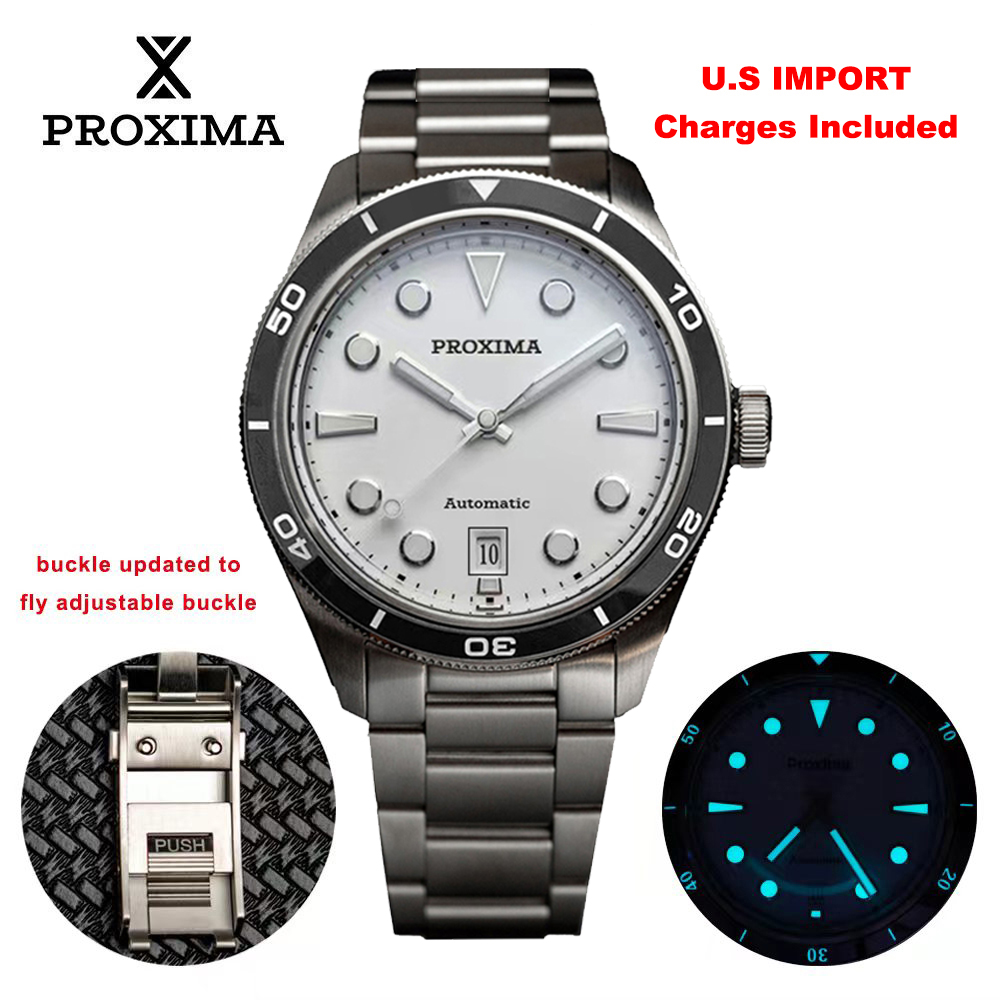 Proxima 남성용 자동 기계식 빈티지 시계, 화이트 - Cloisonne Enamel Dial 리뷰 및 가격