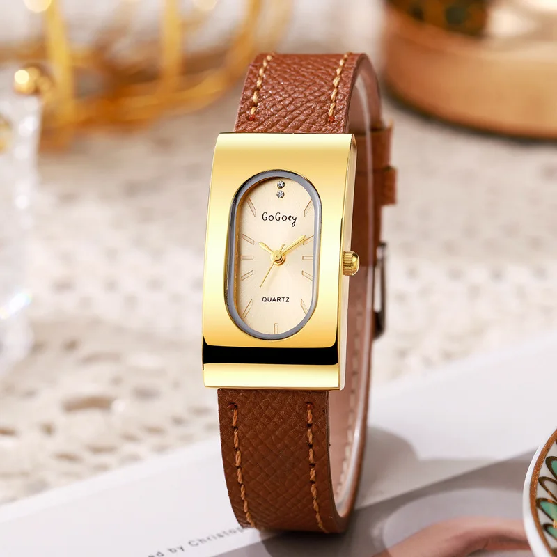 럭셔리 숙녀 브랜드 여성 시계 패션 직사각형 다이얼 쿼 - Luxury Watch Leather Strap 리뷰 및 가격