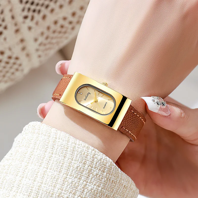 럭셔리 숙녀 브랜드 여성 시계 패션 직사각형 다이얼 쿼 - Luxury Watch Leather Strap 리뷰 및 가격