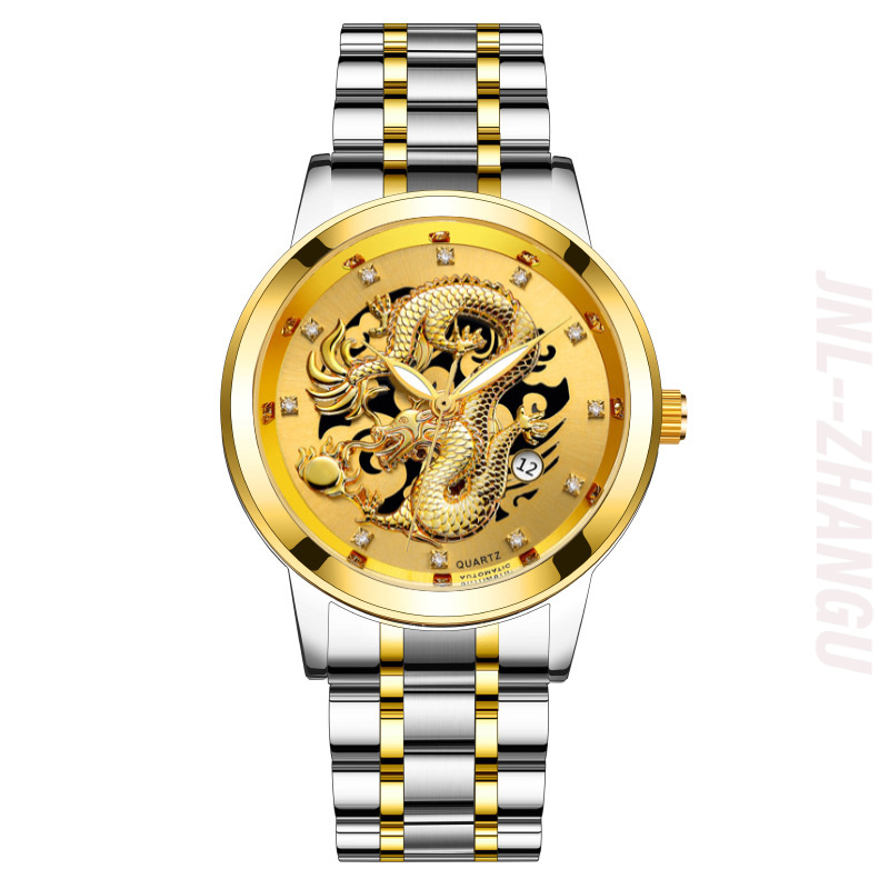 트렌디한 패션 캘린더 남성용 시계 스틸 밴드 쿼츠 비즈 - Luxury Watch Trading 리뷰 및 가격