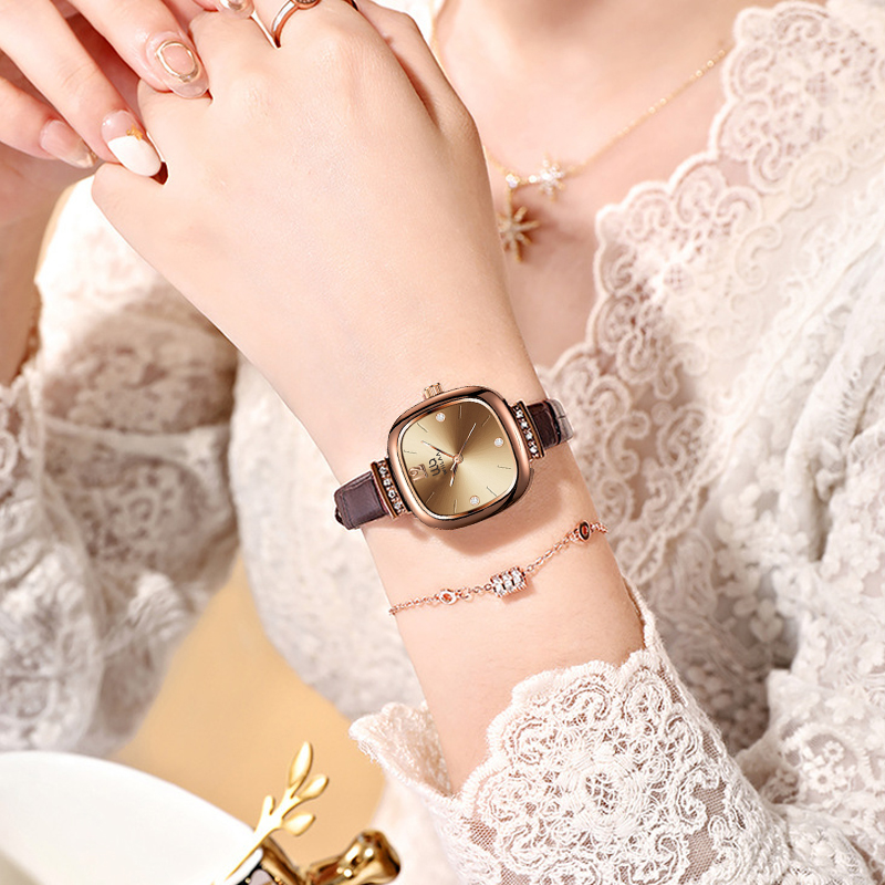 여성용 로즈골드 사각 시계 빈티지 라인스톤 정품 가죽  - Luxury Watch Leather Strap 리뷰 및 가격
