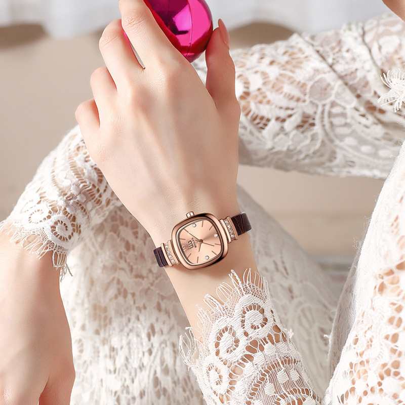 여성용 로즈골드 사각 시계 빈티지 라인스톤 정품 가죽  - Luxury Watch Leather Strap 리뷰 및 가격