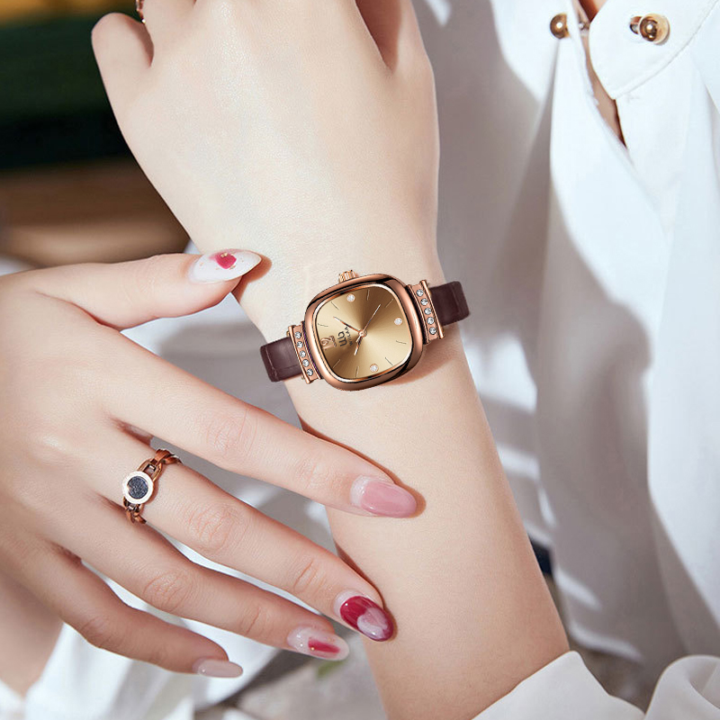 여성용 로즈골드 사각 시계 빈티지 라인스톤 정품 가죽  - Luxury Watch Leather Strap 리뷰 및 가격