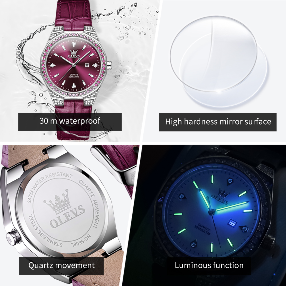 OLEVS 원래 여성용 시계 다이아몬드 랩 패션 가죽  - Luxury Watch Leather Strap 리뷰 및 가격