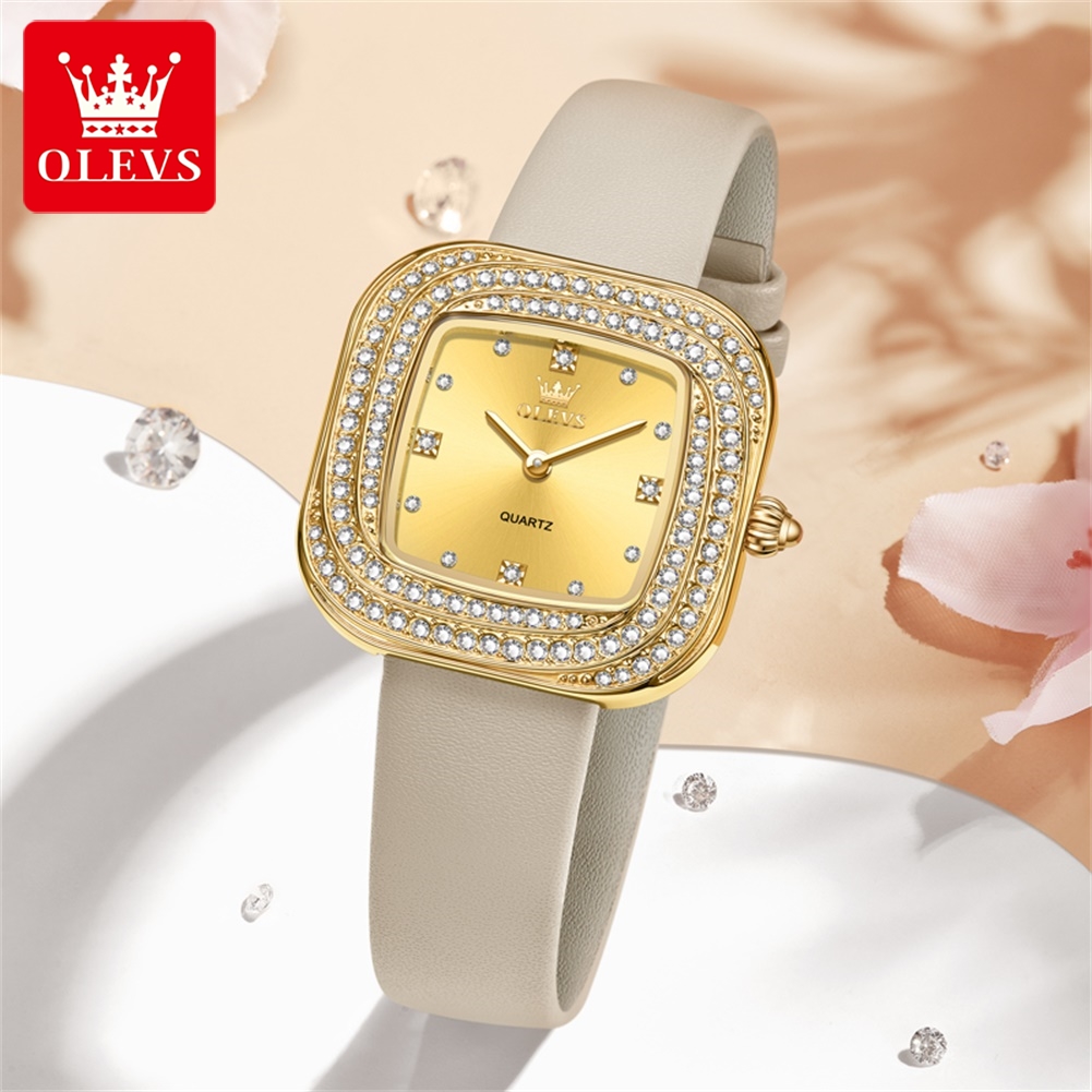 OLEVS 패션 여성용 스퀘어 쿼츠 시계 가죽 스트랩  - Luxury Watch Leather Strap 리뷰 및 가격