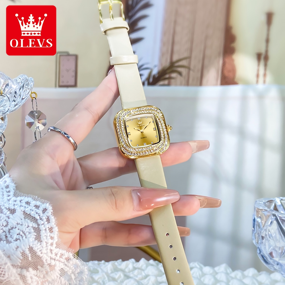 OLEVS 패션 여성용 스퀘어 쿼츠 시계 가죽 스트랩  - Luxury Watch Leather Strap 리뷰 및 가격