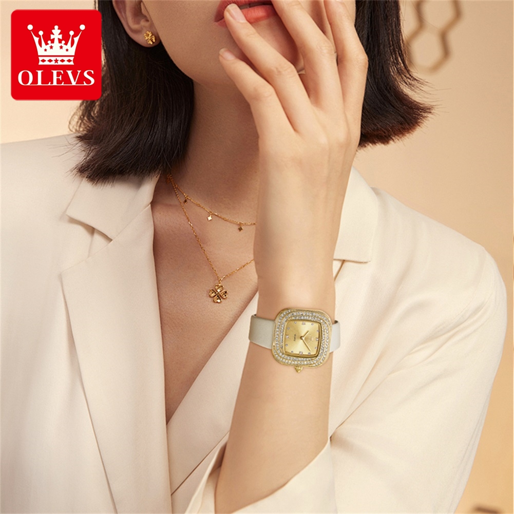 OLEVS 패션 여성용 스퀘어 쿼츠 시계 가죽 스트랩  - Luxury Watch Leather Strap 리뷰 및 가격