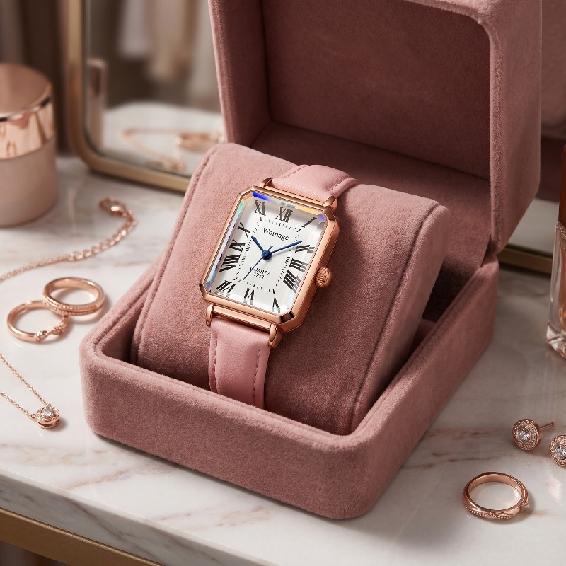 여성을위한 패션 직사각형 쿼츠 시계 럭셔리 브랜드 로마 - Luxury Watch Leather Strap 리뷰 및 가격