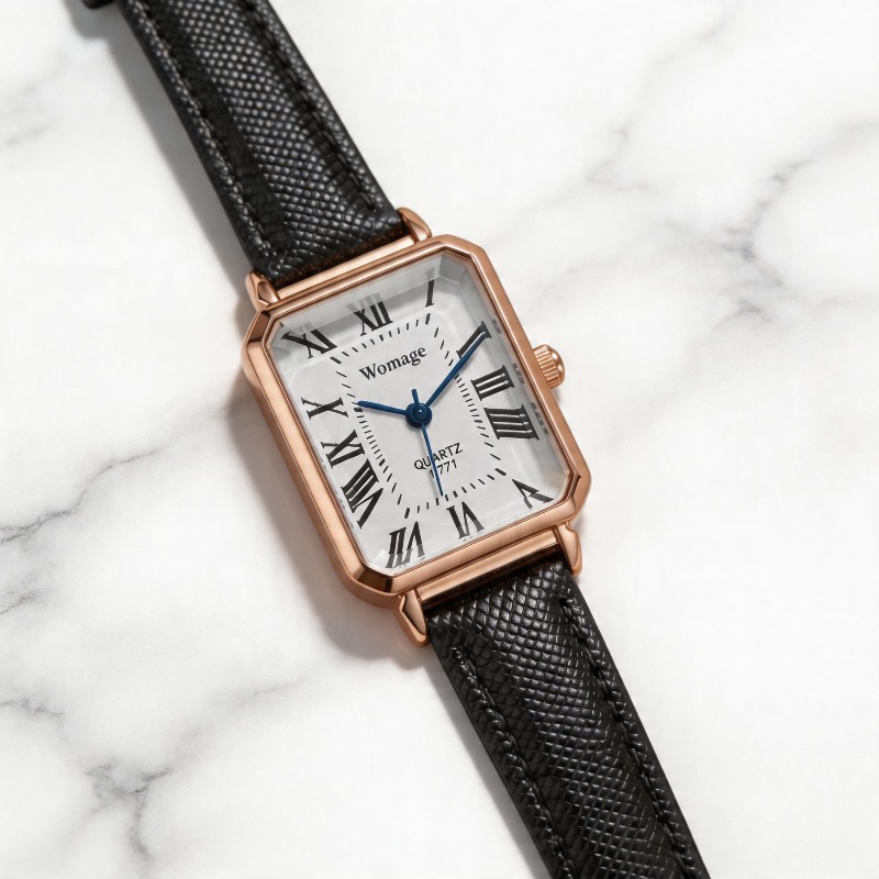 여성을위한 패션 직사각형 쿼츠 시계 럭셔리 브랜드 로마 - Luxury Watch Leather Strap 리뷰 및 가격
