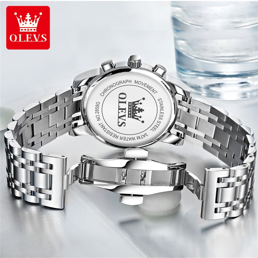 OLEVS 인기 남성용 시계 스테인레스 스틸 블랙 문  - Luxury Watch Logos 리뷰 및 가격