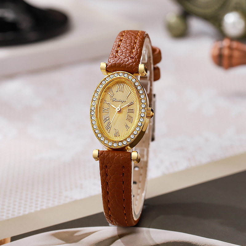 여성용 럭셔리 시계 패션 오벌 다이아몬드 다이얼 쿼츠  - Luxury Watch Leather Strap 리뷰 및 가격