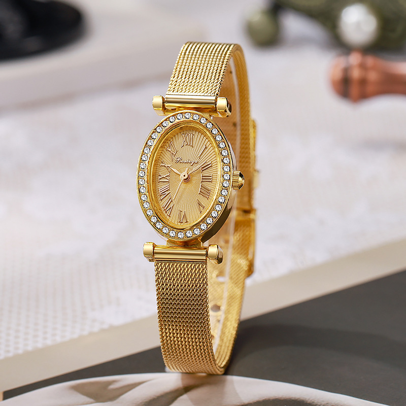 여성용 럭셔리 시계 패션 오벌 다이아몬드 다이얼 쿼츠  - Luxury Watch Leather Strap 리뷰 및 가격