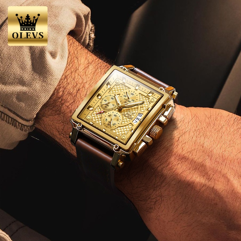 OLEVS 브랜드 남성용 시계 방수 가죽 스트랩 크로노 - Luxury Watch Leather Strap 리뷰 및 가격